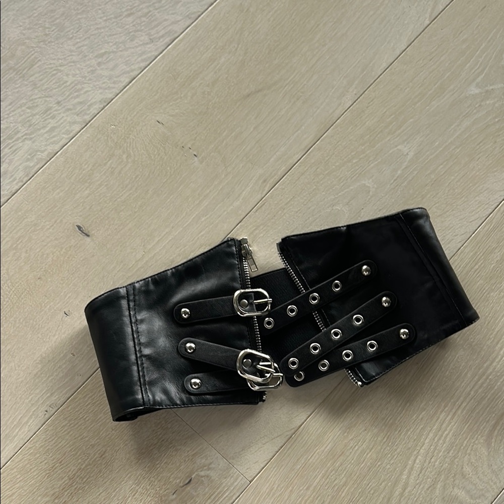 Black Corset Belt with Silver Buckles